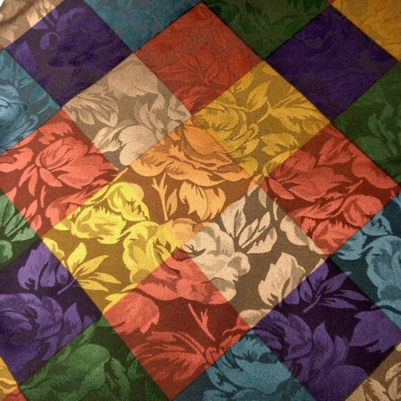 La Chine Classic Blouse Size 12 Satin Polyester Patch Look Rose Long Slv Vintage - Picture 15 of 16